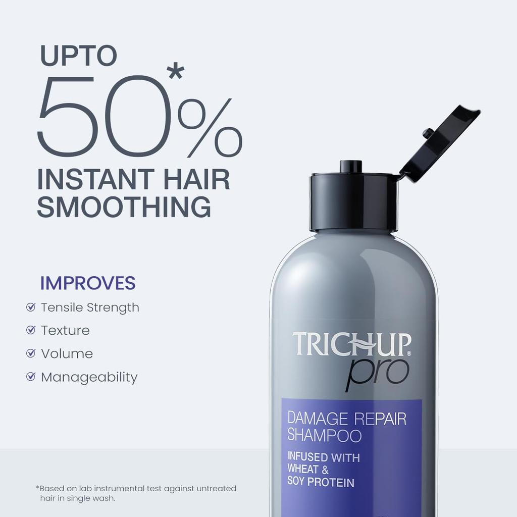 Trichup Pro Damage Repair Shampoo 300 ml Pack For Dry Frizzy Hair, Instant Smoothing, Nourishing, Frizz Control, Dual Action Rebonding