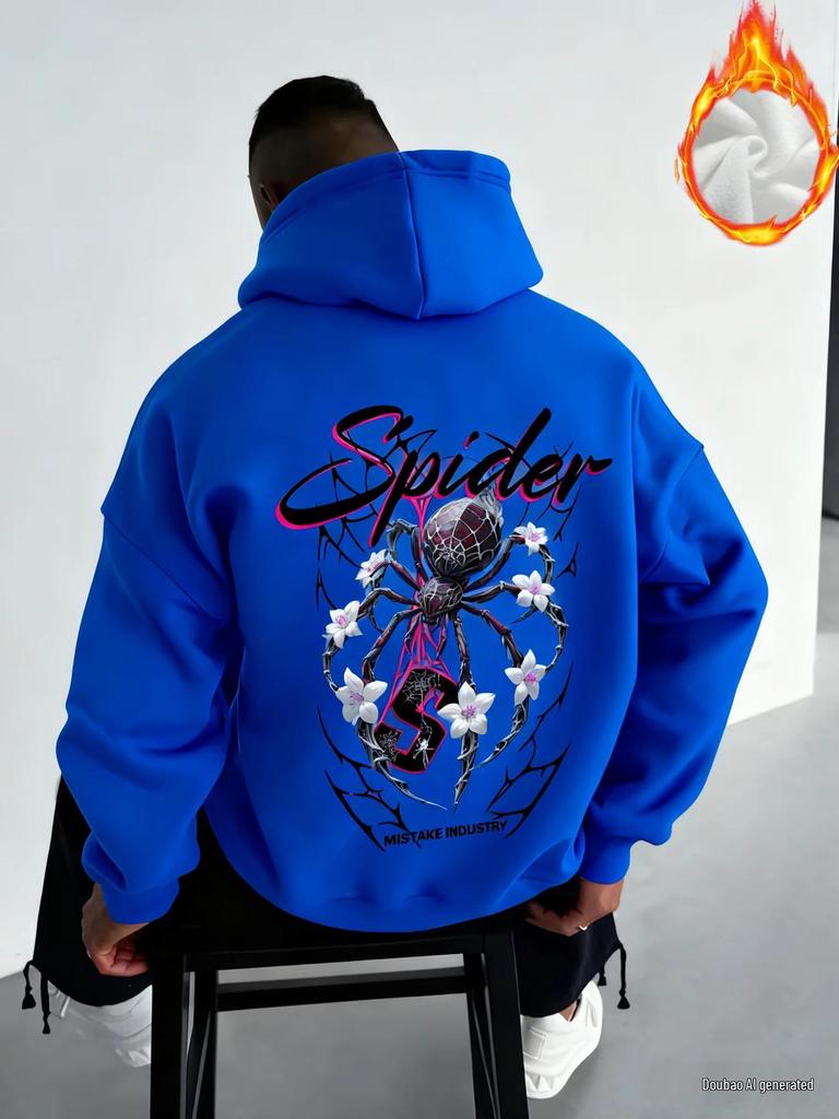 2025 Men's Spiderweb Graphic Sport Pullover Hoodie Sweatshirt
