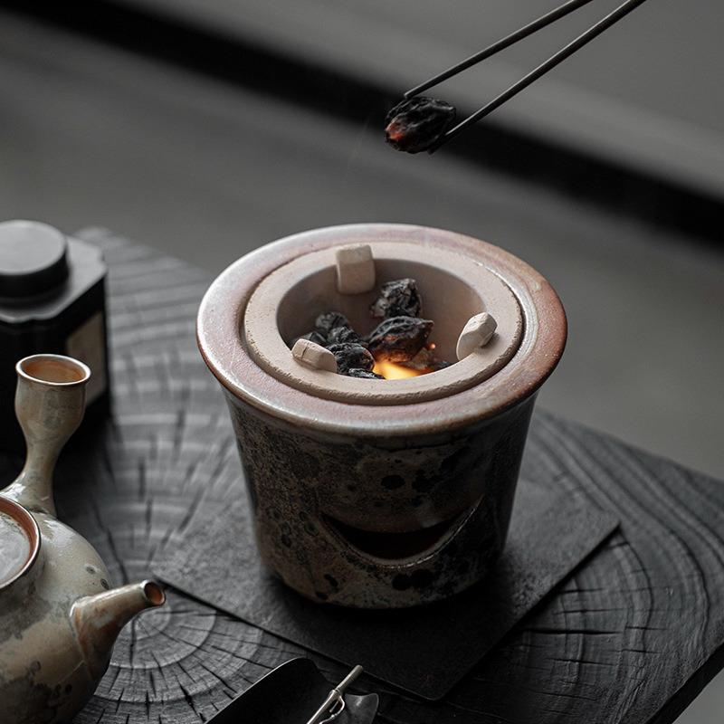 Ink Wood-fired Porcelain Tea Warmer Holder Candle Heater Stove Kettle Stand Boiling Water Carbon Furnace Teaware Accessories