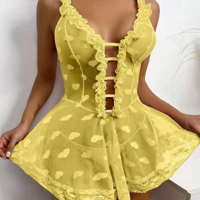 Erotic underwear suspender see-through stripless nightdress plus size sexy breastless pajamas transparent nightdress set temptation