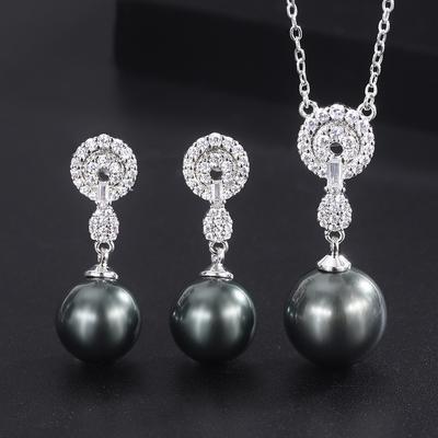 Shell Pearl Necklace Tahitian Jewelry Pearl Copper Plated Real Gold Pendant Pearl Fashion Full Diamond