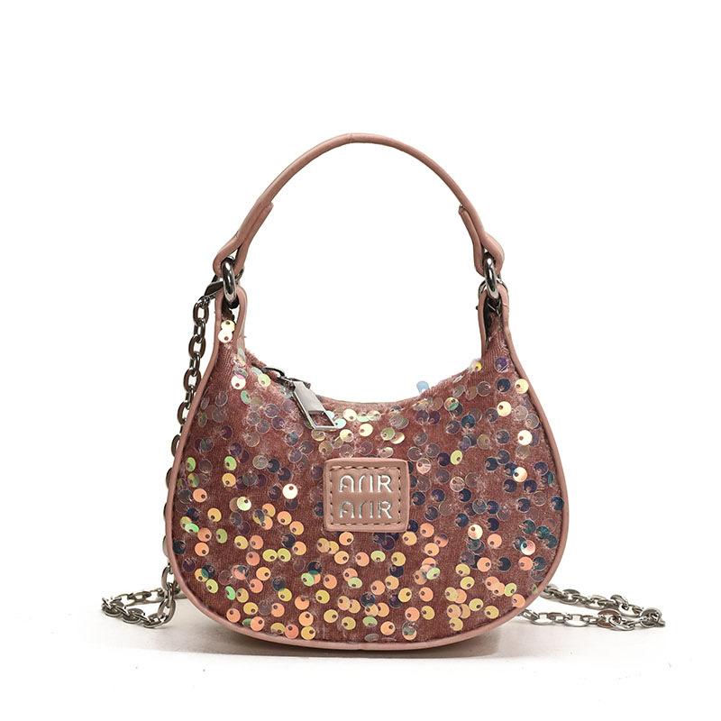 Bags Mini Sequined Small Bag 2025 New European and American Fashion Niche Versatile Hand Carry Messenger Chain Dumpling Bag