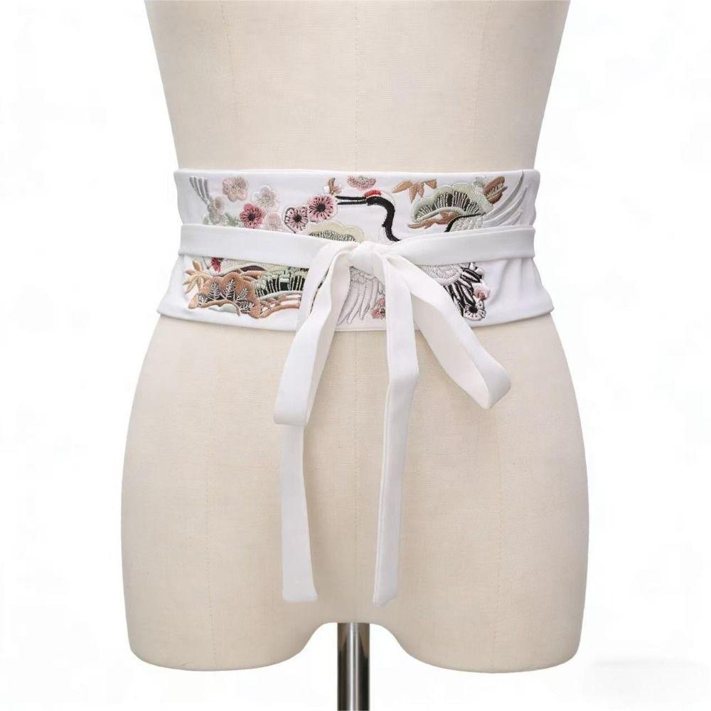 Flower Pattern Hanfu Cummerbund Crane Phoenix Flower Corset Belt Dress Girdle Hanfu Costume