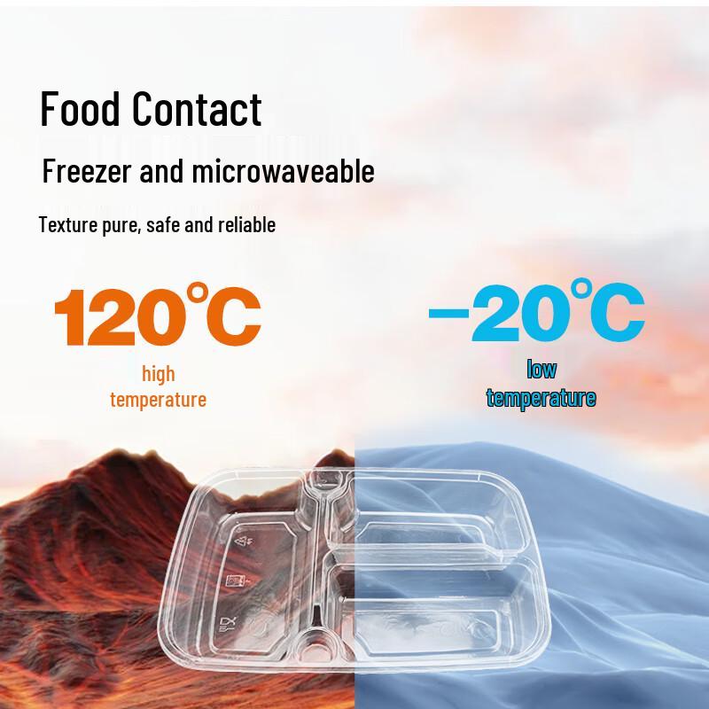 WEISHENG Disposable 3-Compartment Takeaway Meal Box Liner