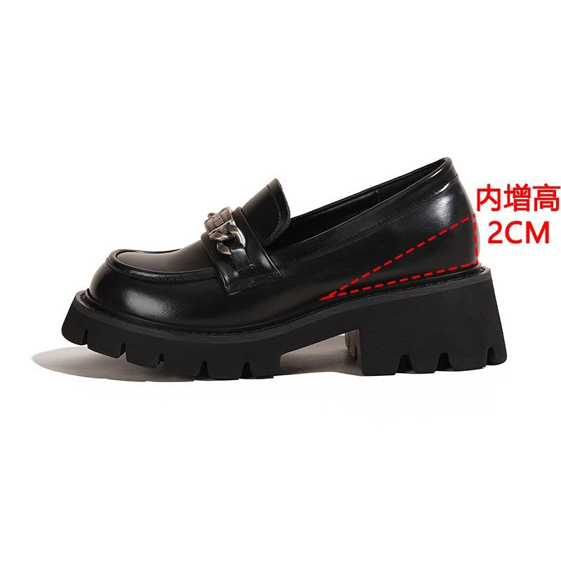 Thick-soled Women's New Retro Polished Small Leather Shoes, Small Inner Height Increase, Small Size 333.