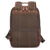 Retro Men's Crazy Horse Leather Backpack Laptop Backpack Leather Daypack Large Capacity Male Travel Backpack With USB Cable