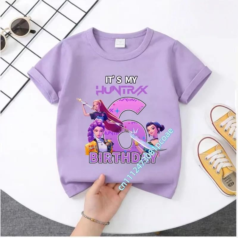 K Pop Demon Hunters T-shirt - Girls' Casual Top as Birthday Gift -Sports Shirt - Summer Short Sleeve-1-10 Numbered Cartoon Print
