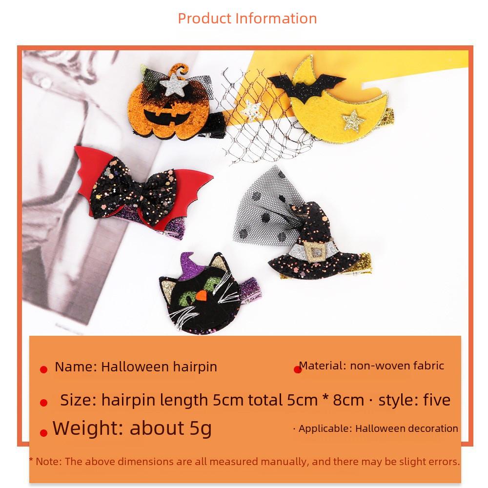 Halloween Themed Playful Hair Clips With Festive Pumpkin And Cat Designs For Fun Childrens