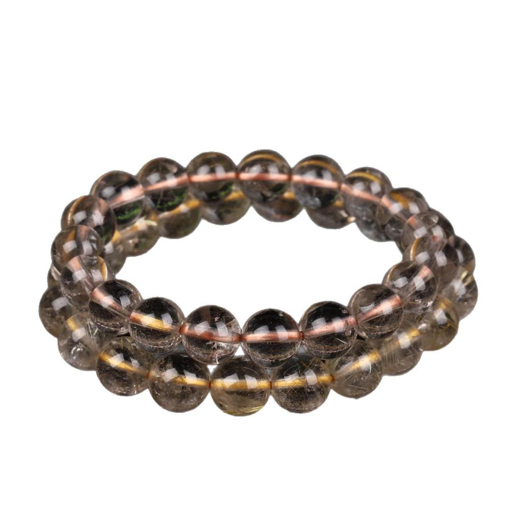 Natural Golden Rutilated Quartz Round Bead Bracelet - DIY Rutilated Quartz Beaded Jewelry