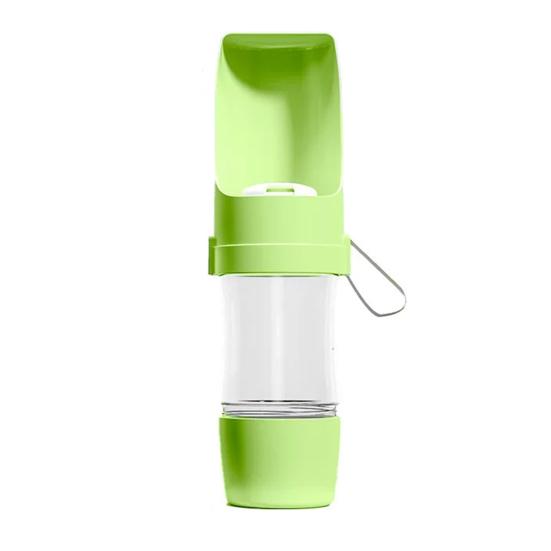 

Портативная поилка для животных с защитой от протечек, конструкция с герметичной пряжкой, открытие одним нажатием, двойное отделение для влажного и сухого корма, бутылка для воды для животных зелёный