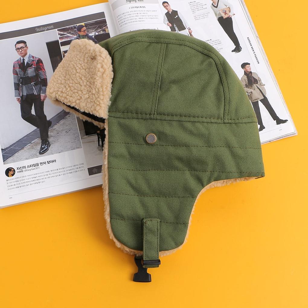 Warm earflap chestnut hat khaki thermal winter hat