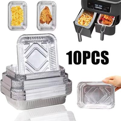 10PCS With Lids Aluminum Foil Trays Disposable BBQ Bowl New Foil Food Containers  Cooking