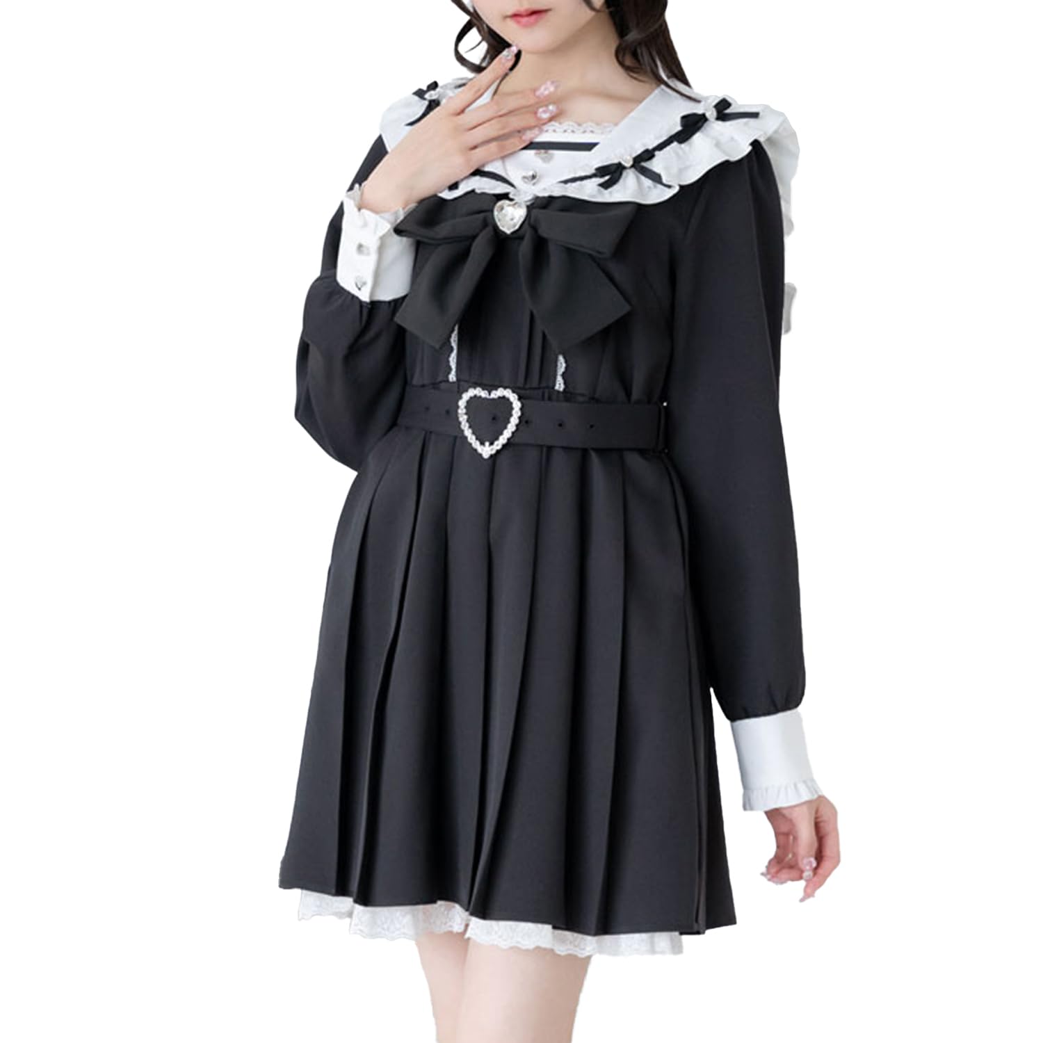

Yumetenbo Sailor Bijou Lace Frill Dress, Women s Long Sleeve, Mass-Produced Style, Lolita Style, Sizes M, L, LL, 3L