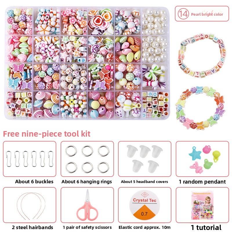 Children Bead Crafting Set Colorful Plastic Materials Handmade Accessories Gift