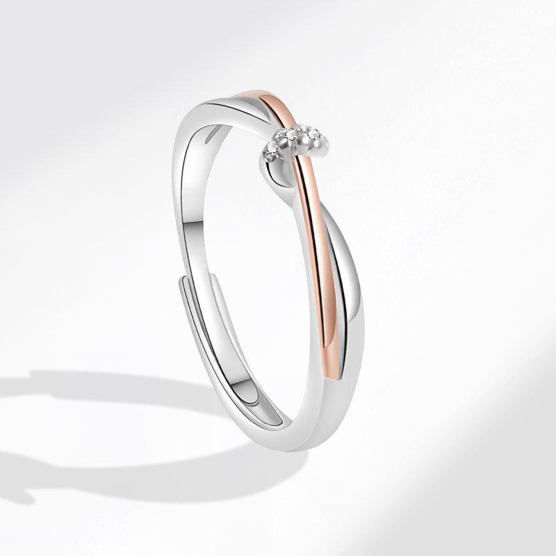 Two-Tone Twin Knot Couple Rings: Stylish Open Rings for Men & Women - Luxury Valentine's Day Gift