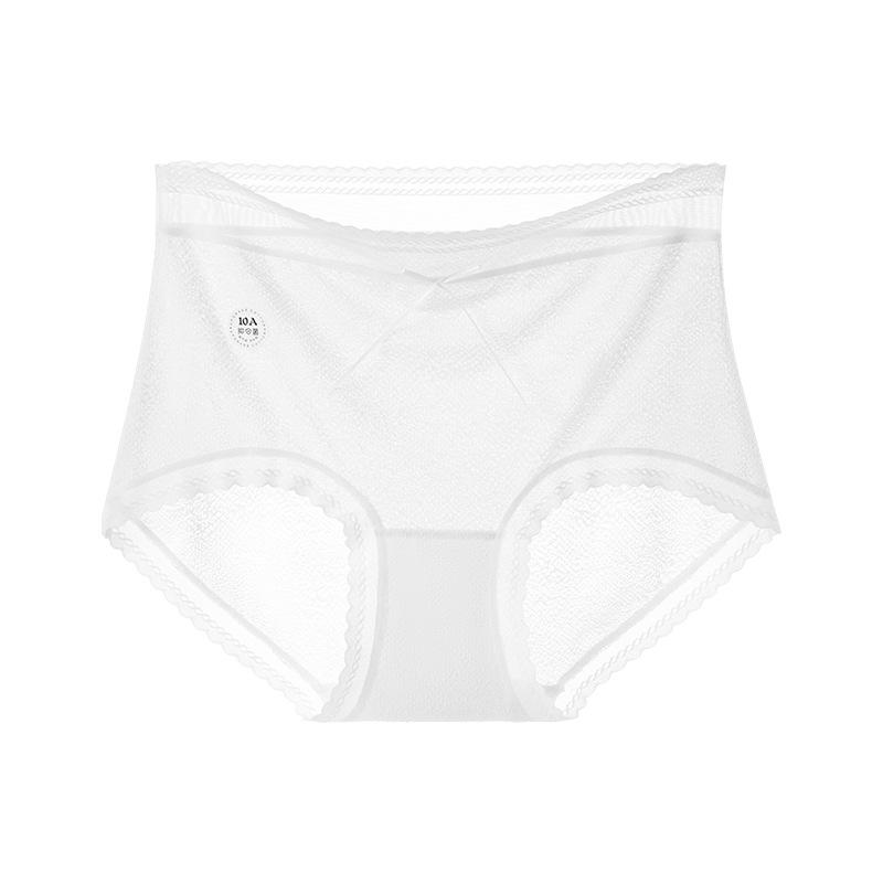 

Big Size Ladies Summer New Fashion Bubble Lace High Waist Non Mark Cotton Extended Crotch Triangle Briefs 3XL білий
