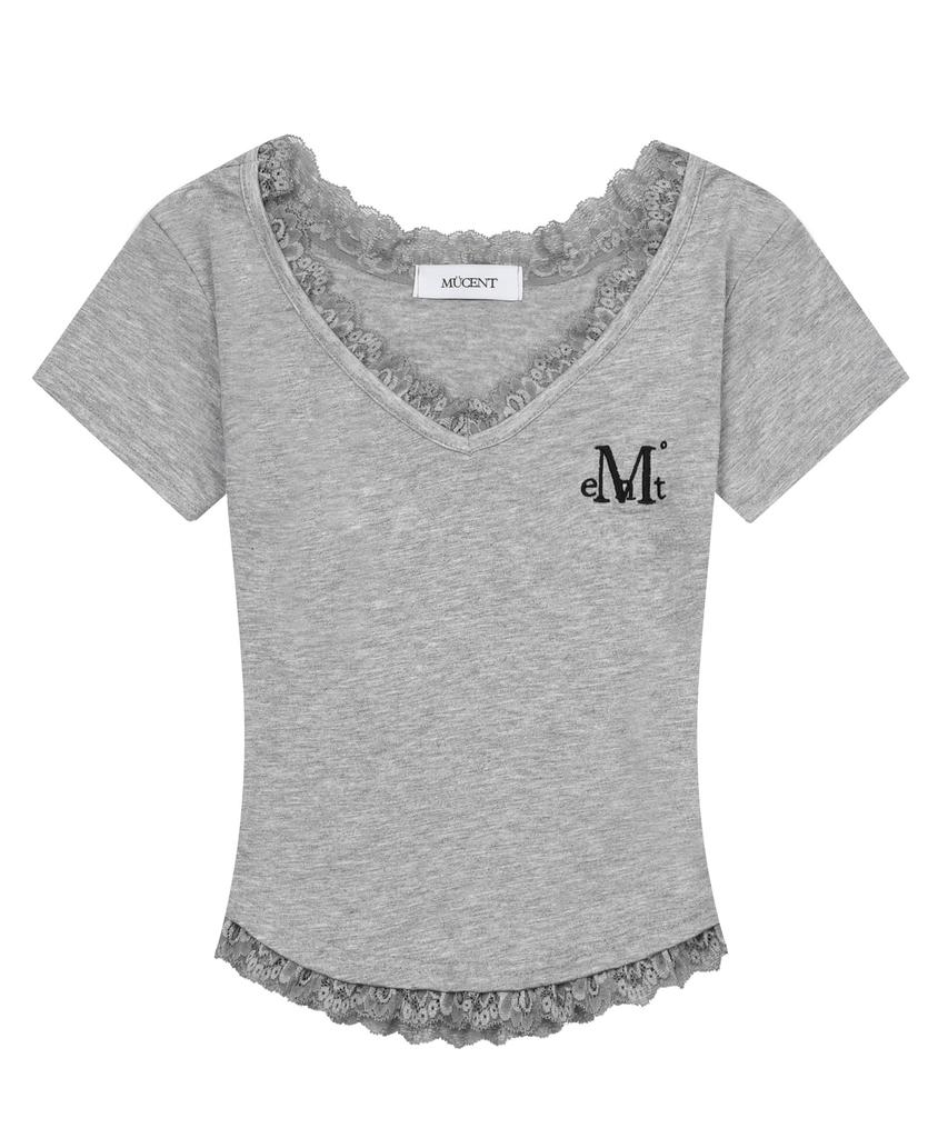MUCENT Sunnier Lace V-Neck Short Sleeve T-Shirt (6 Colors)