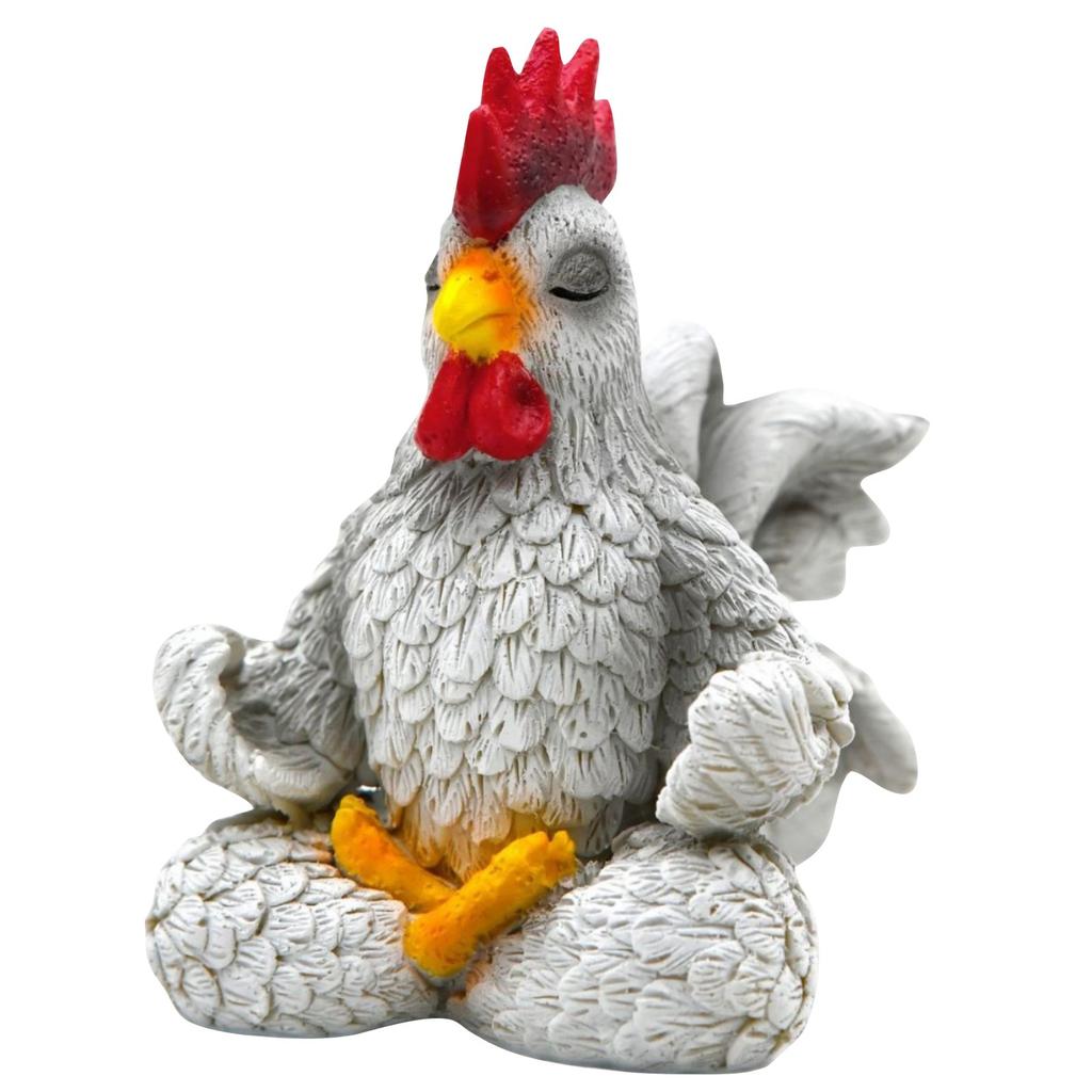 Resin Chicken Figurine, Gift For Women - Yoga Rooster, Suitable For Home Desktop Meditation Room Decoration, A Unique Gift For Chicken Lovers