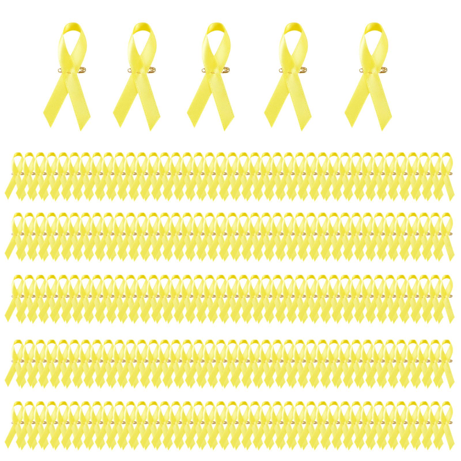 

200PCS Colorful Ribbon Lapel Pins Solidarity Ribbon Pins Ribbon Texture Suitable for Volunteer and Nonprofit Events жовтий