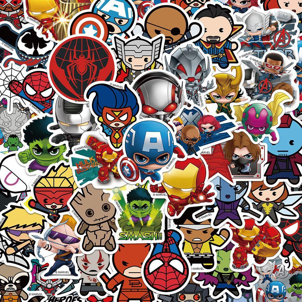 50Pcs Marvel The Avengers Anime Cartoon Sticker Diy Motorcycle Helmet Skateboard Laptop Bike Car Waterproof Stickers Decals