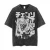 Anime Chainsaw Man Tshirt Denji Power Makima Aki Graphic T Shirt Mens Clothing Short Sleeve Tee Cotton Washed Oversized Tshirt