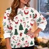 Women's Fashion Casual Long Sleeve Christmas Printed Round Neck Top Sweatshirt