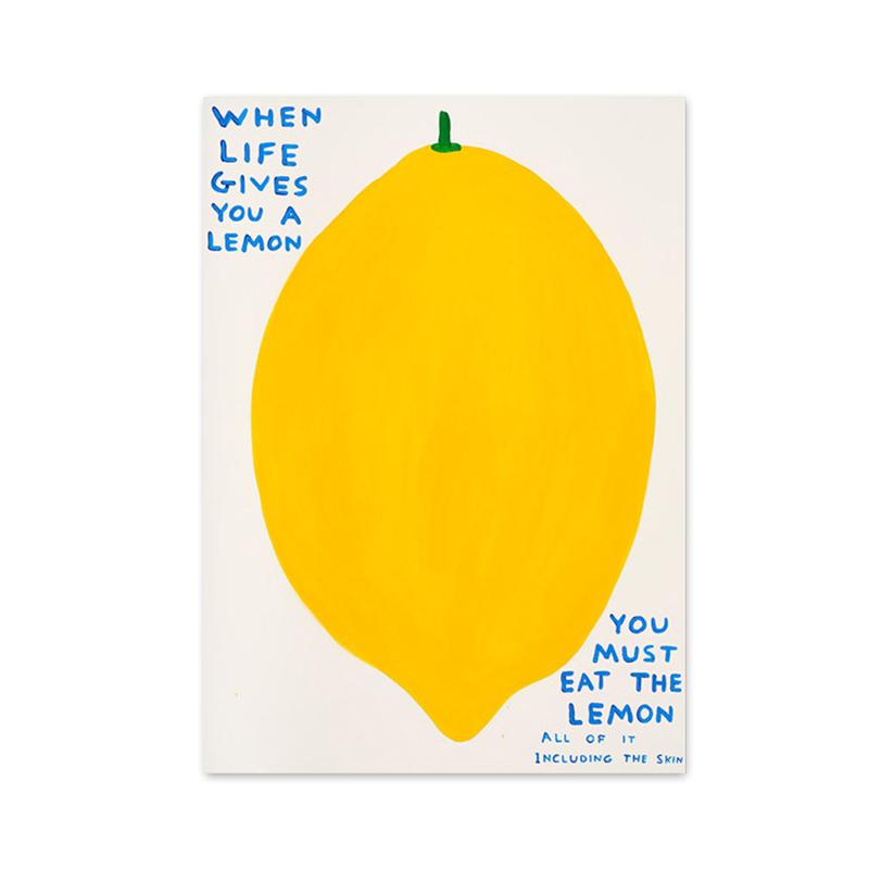 Pomegranate Banana Lemon Fruits Art Illustration Canvas Painting Nordic Wall Poster and Print for Kitchen Dining Room Home Deco