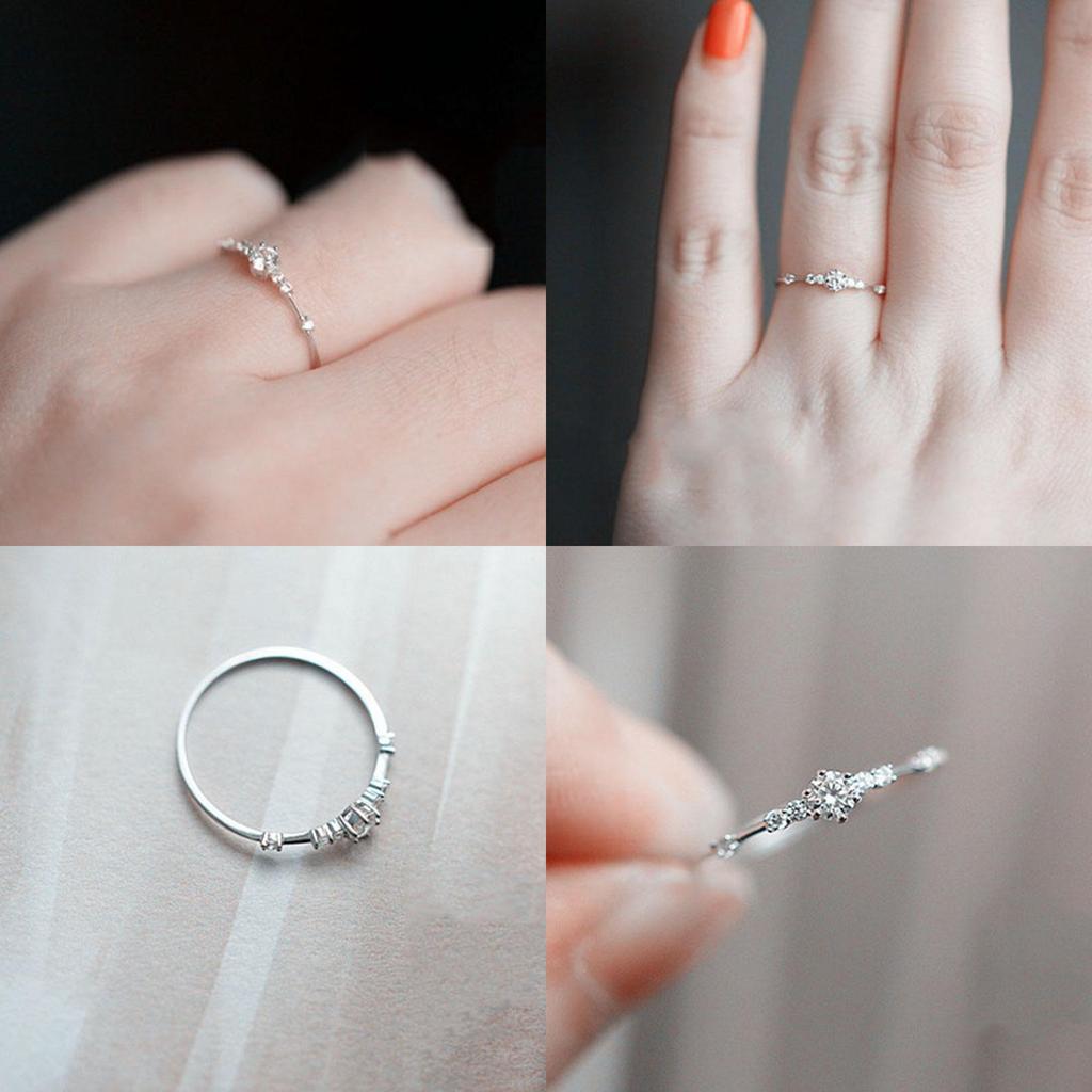 Premium Quality Women Simple Elegant Mini Crystal Eternity Engagement Ring
