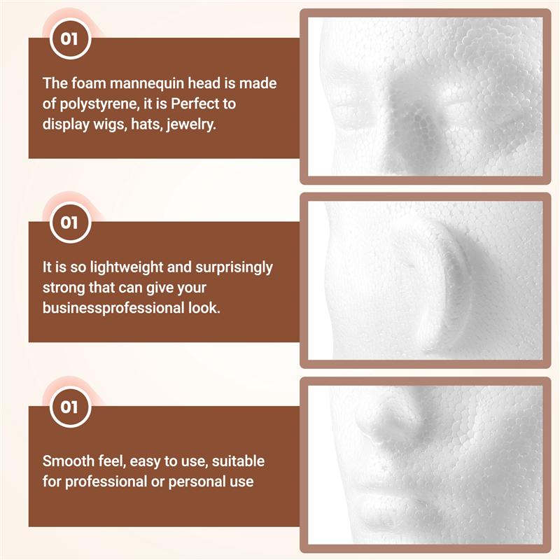 2025 Trend Foam Male Display Mannequin Head Dummy Wigs Hat Scarf Stand Model
