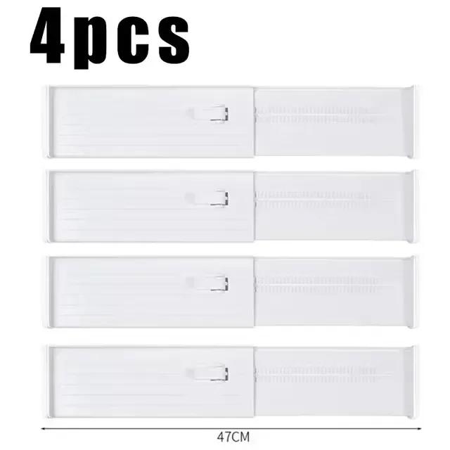 4pcs Drawer Dividers Adjustable Kitchen Expansion Contraction Chest of Drawers Organizer Storage Cabinet Organizer Storage Box