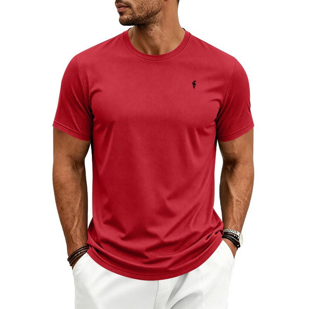 Men's Quick Dry Plus Size Athletic T Shirt with Music Note Print Crew Neck Short Sleeve Lightweight Top