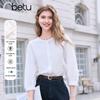 Betu Women's Round Neck 3/4 Sleeve Wrinkle-Resistant Shirt