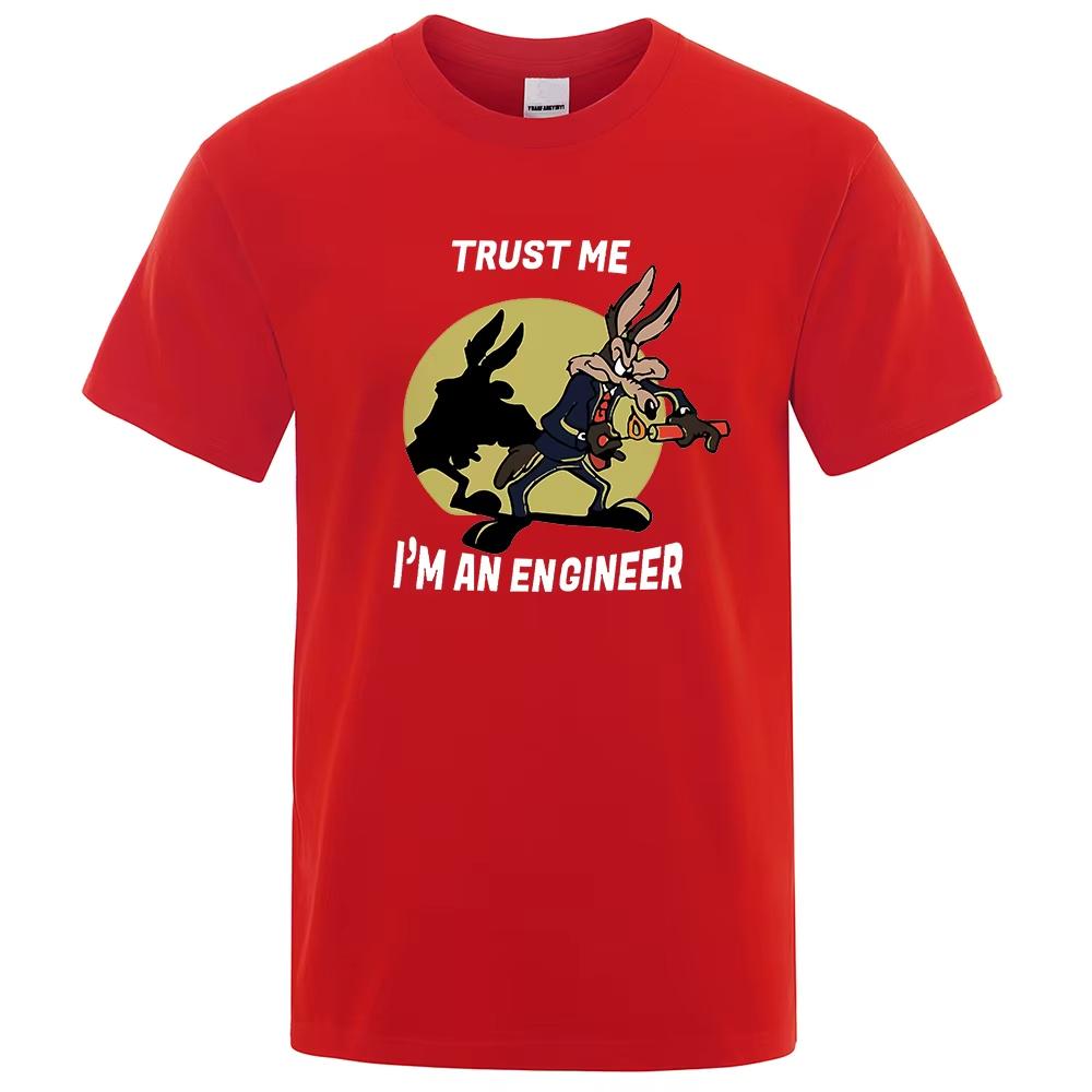 Trust Me Im An Engineer T Shirt For Men Pure Cotton Vintage T-Shirt Round Neck Engineering Tees Classic Man Clothes L