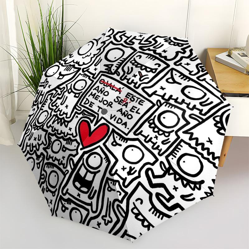 1pc Monster Heart Automatic Open/Close Umbrella Compact Folding Umbrella, All-Season Portable Umbrella for Women/Men F1124204
