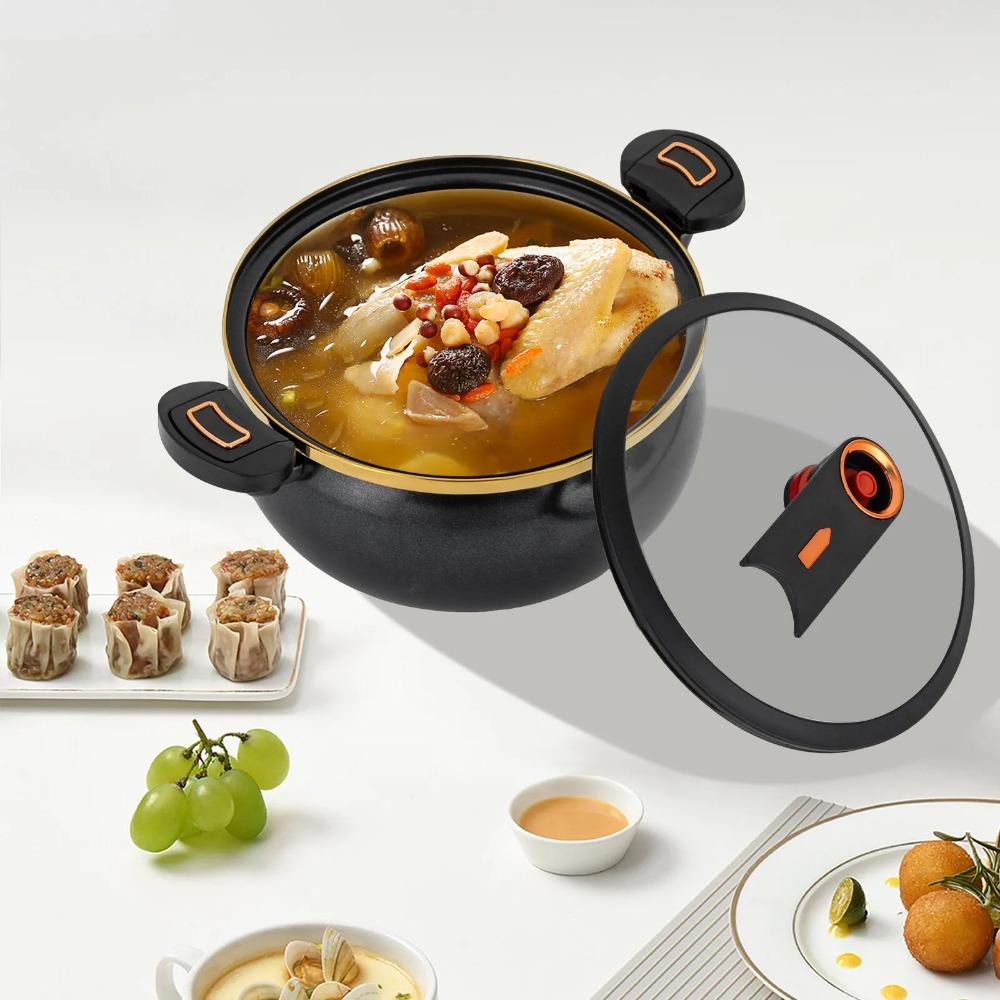 7 L Kulatý hrnec s mikrotlakem Nepřilnavý polévkový hrnec Praktický dušený hrnec Indukční sporák