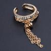 Dangling Chain Tassel Band Ring Adjustable Open Ring Gift Link Chain Tassel Ring Zirconia with Spike Pendant Finger Ring