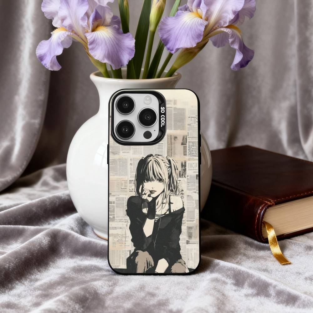 M-Misa D-Death-H N-Note-E Phone Case For iPhone17,16,15,14,13,12,11 Plus,Pro Max Black Candy Silver Plated Cover