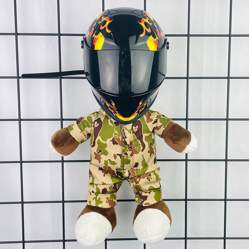 Helmet Small Model Suzaku Print Racing Trunk Decoration Car Pendant Home Decoration Collection Mini Bear Helmet