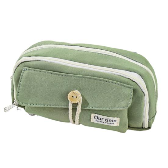 Retro Pencil Bag Multi-Compartment Canvas Pencil Case Large Capacity Pen Pouch Stationery Organizer for Students Boys Girls