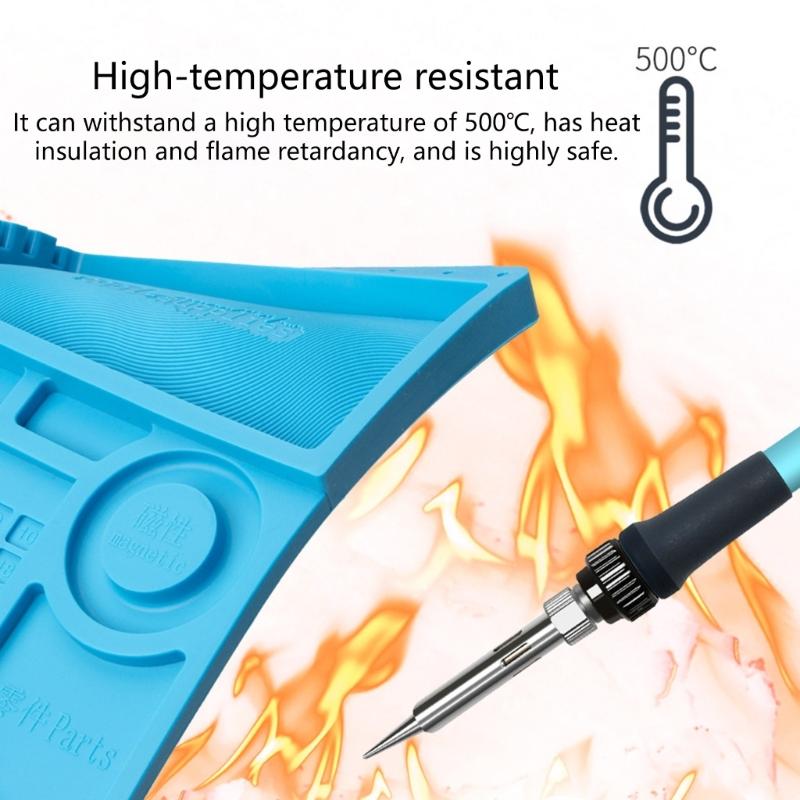 Hitzebeständige 500℃ Silikon-Lötmatte, Große Antistatische Magnetische Elektronikreparatur-Arbeitsmatte Lötstation