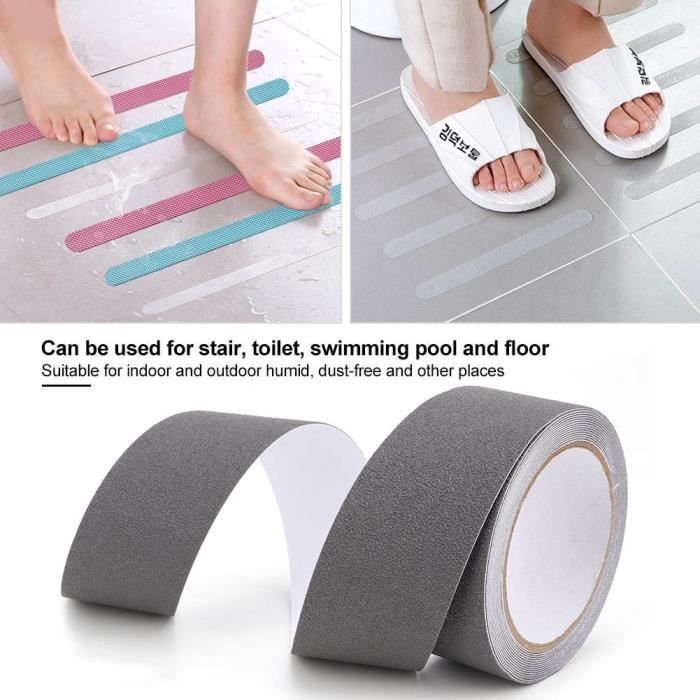 Zerodis Rutschfestes Band PEVA/PU Sicherheitsband Abrasiv Rutschfest Treppe Gummiboden 5m(Grau)
