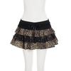 Leopard Print Lace Patchwork Y2K Skirt - European & American Sexy Slim Fit
