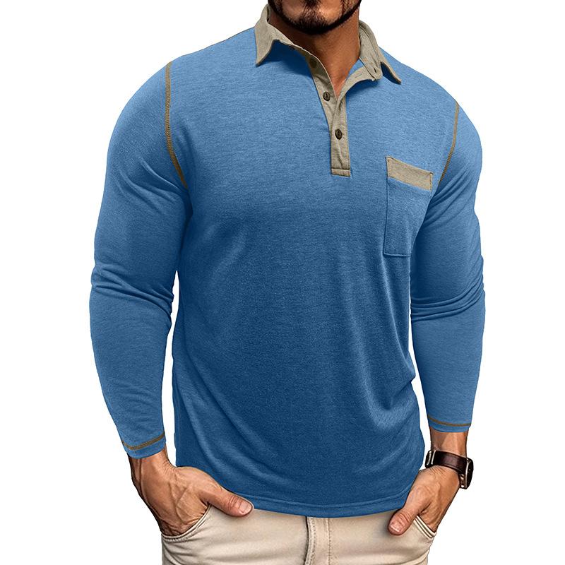 Men's Collared Polo Shirt Long-Sleeved Autumn Casual Sweatshirt Men's Plus Size T-Shirt Asymmetrical Design