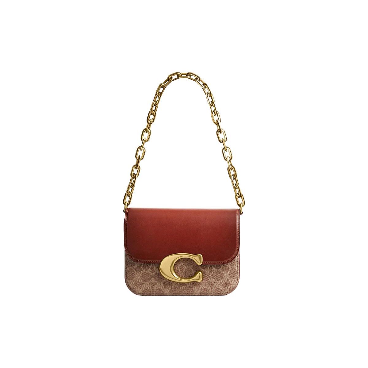 

Coach Idol 21 Classic Logo Flap Chain Messenger Bag Women Shoulder Bag Brown Red CM551-B4NQ4 Basic Set (Bag+Dust Bag)