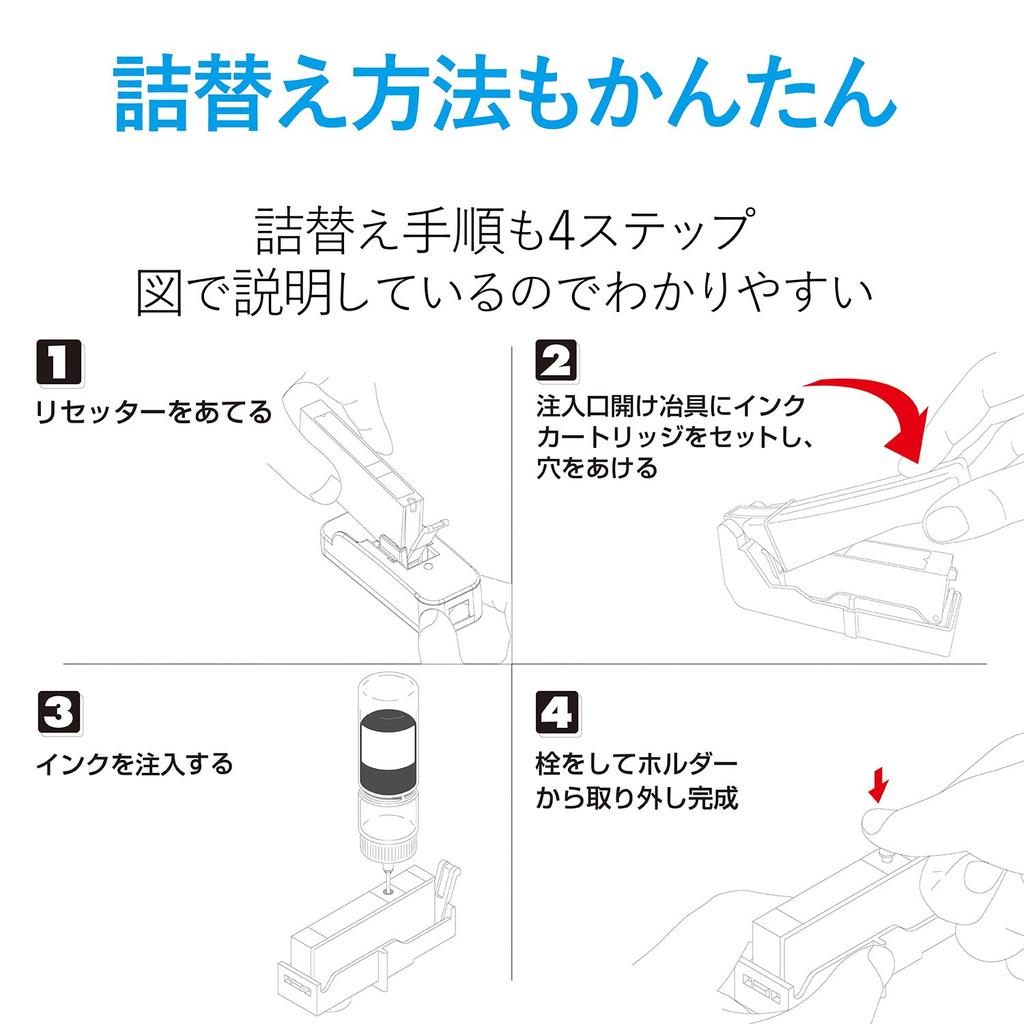 Elecom Refill Ink Kit for Canon BCI-350351, 5-Color Kit (5 Uses), Includes Resetter, THC-351350RSET (Product Code: C117)
