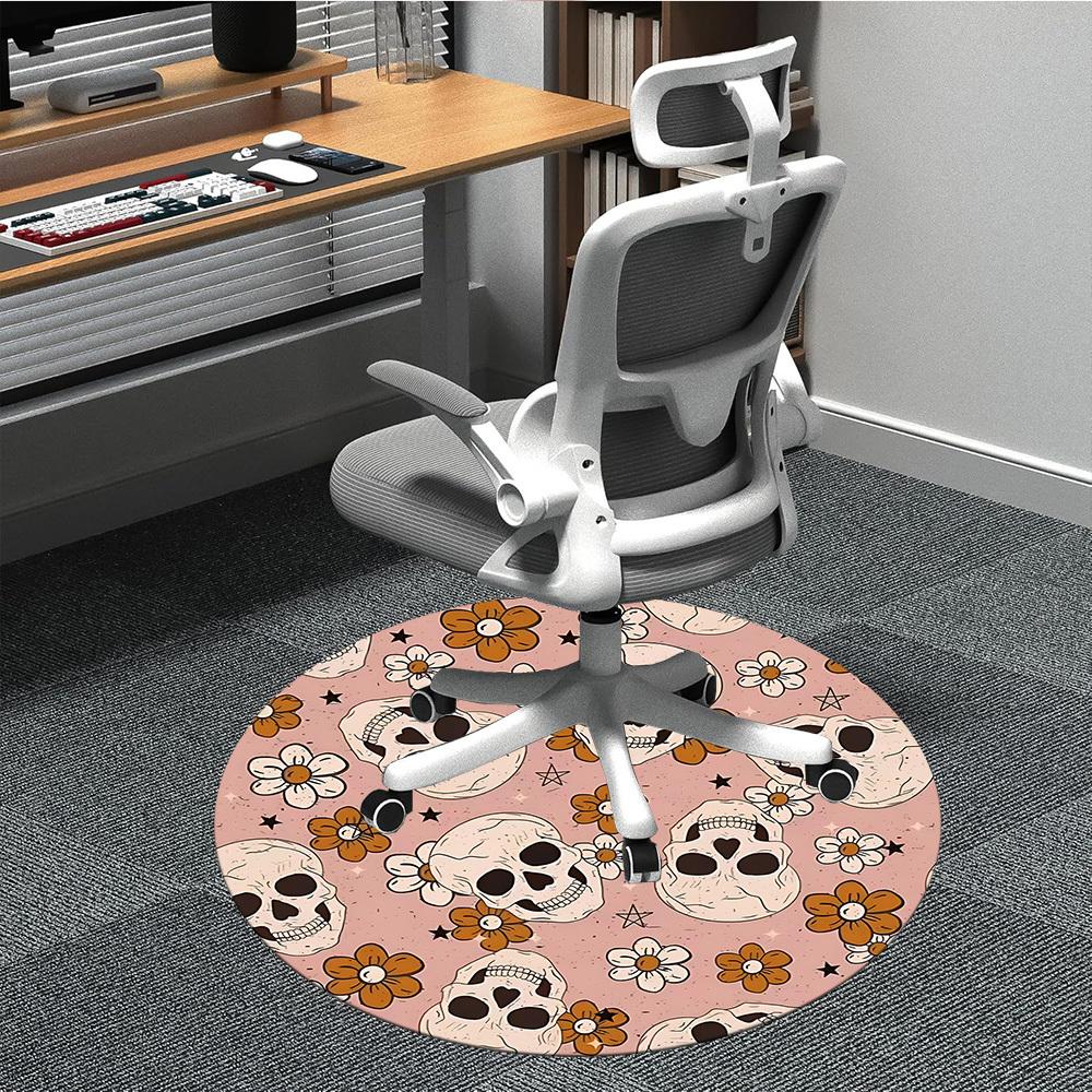 

1pc Skull Flower Print Chair Carpet for Office, Non-slip, Soft and Durable Office Rug, Perfect for Office yy260131036 80cm by 80cm