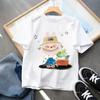 Kids 2-13Y+ T-shirts Children Cartoon Cute Short Sleeved Shirt Boys Girls Summer Travel Fashion Clothing Cotton White Kids Clothes