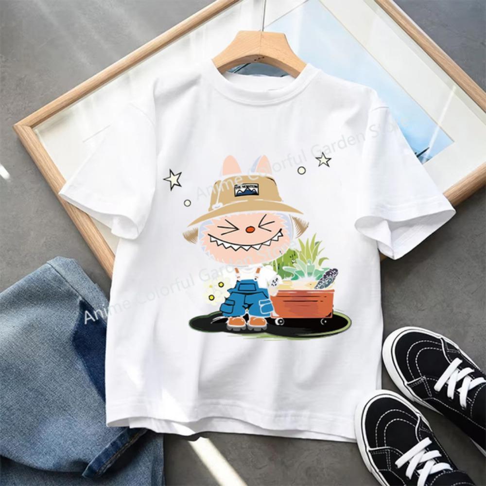 Kids 2-13Y+ T-shirts Children Cartoon Cute Short Sleeved Shirt Boys Girls Summer Travel Fashion Clothing Cotton White Kids Clothes