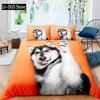 Capa de edredom Husky Filhote de cachorro Pet Flor Floral Selva Cenário Natural Bonito Animal Conjunto de cama Poliéster Duplo Queen King Quilt Cover