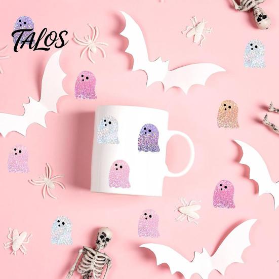 Self Adhesive Stationery Stickers Halloween Glitter Ghost Roll, Self-adhesive Decorative Labels, Classroom Art And Craft Projects Sparkly Decals